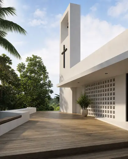 bauhaus church — deck (tropical)