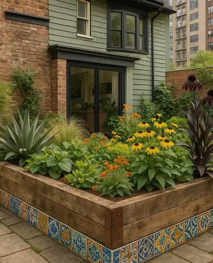 eclectic house — raised garden bed (urban)