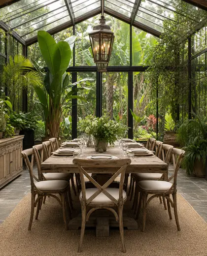 farmhouse greenhouse — formal dining room (tropical)