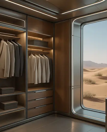futuristic condo — walk in closet (desert)
