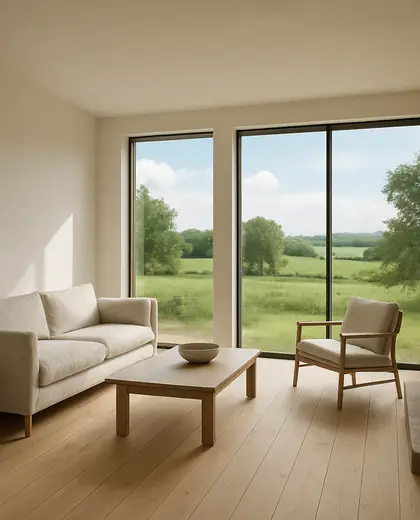 minimalist house — living room (rural)