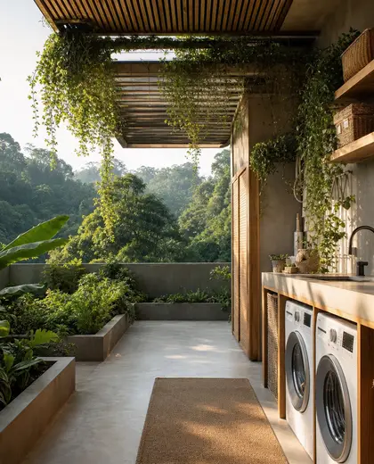 sustainable rooftop garden — laundry room (forest)