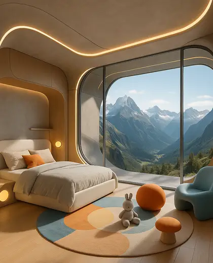 futuristic building — childrens bedroom (mountain)