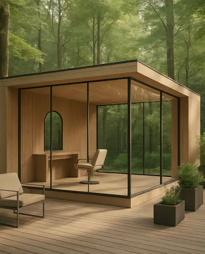 minimalist salon — deck (forest)