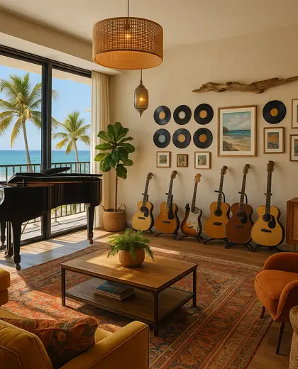 eclectic condo — music room (beach)