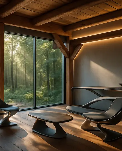 futuristic farmhouse — room (forest)