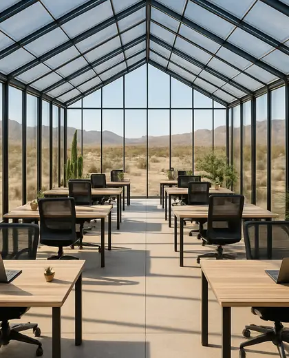 modern greenhouse — open office (desert)