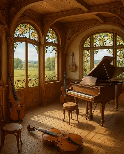 art nouveau farmhouse — music room (rural)