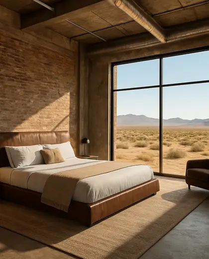 industrial casino — master bedroom (desert)