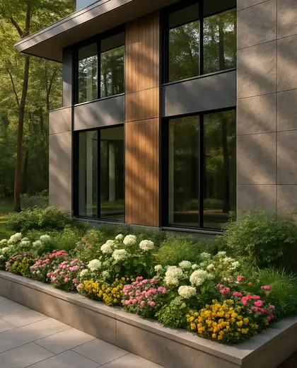 modern facade — flower bed (forest)