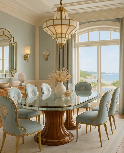 art deco home — formal dining room (coastal)