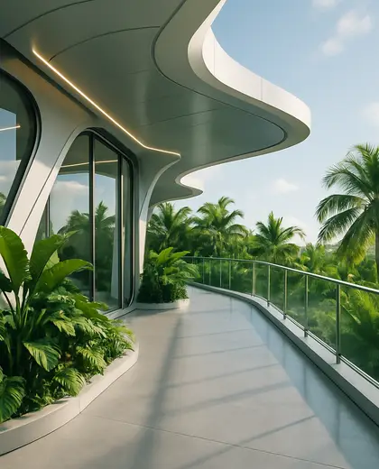 futuristic penthouse — balcony (tropical)