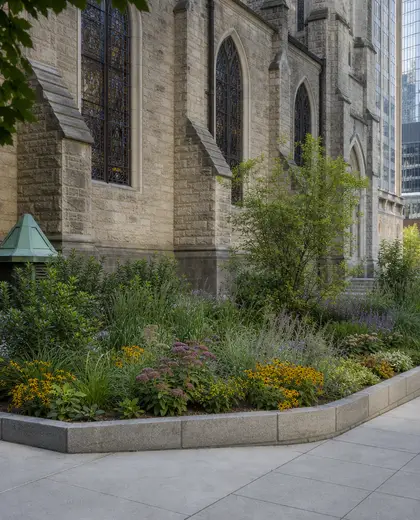 sustainable church — flower bed (urban)