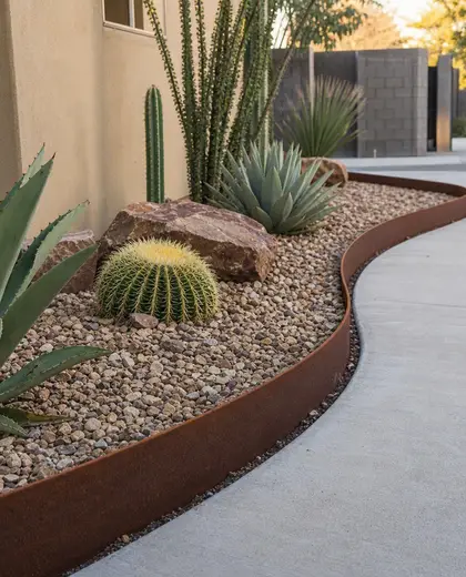 southwestern yard — edging (urban)