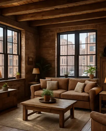 rustic salon — living room (urban)