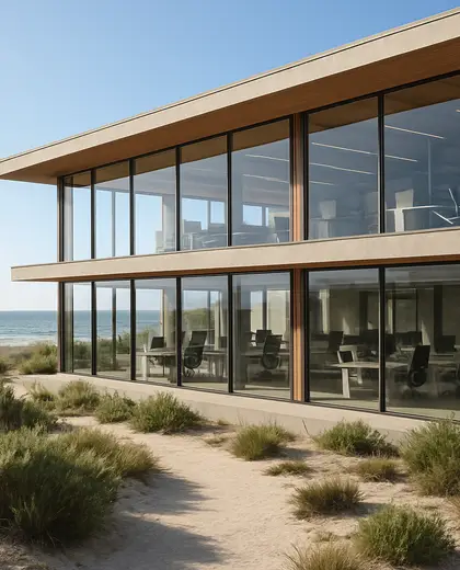 modern facade — open office (beach)