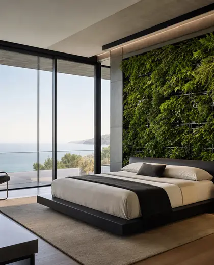 bauhaus vertical garden — master bedroom (coastal)