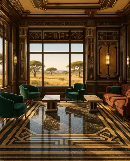 art deco salon — main hall (savanna)