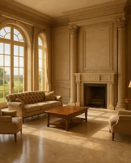 neoclassical building — family room (rural)