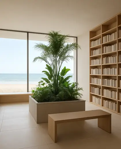 minimalist indoor garden — library (beach)