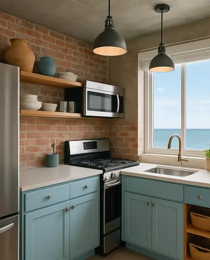 industrial condo — small kitchen (coastal)
