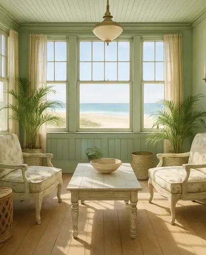 vintage salon — sunroom (coastal)