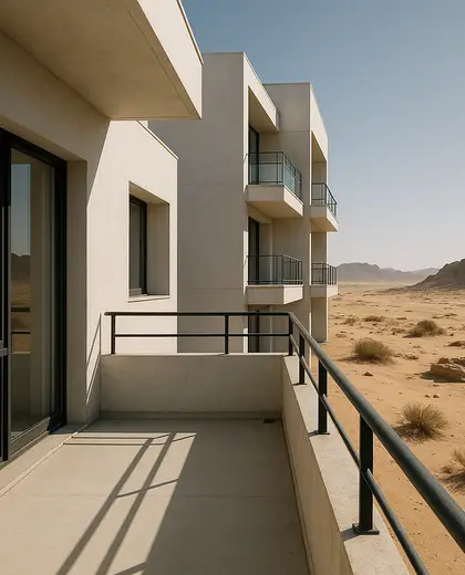 bauhaus hotel — balcony (desert)