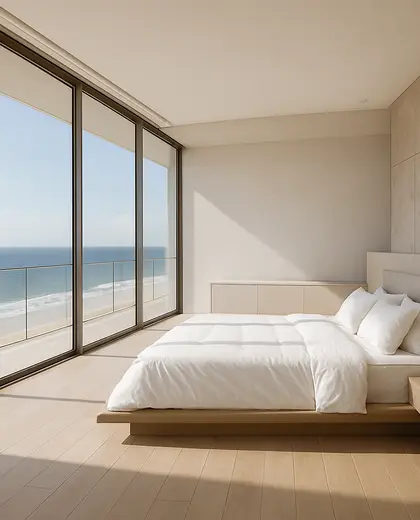 minimalist penthouse — bedroom (beach)