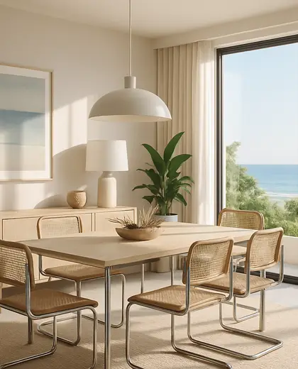 bauhaus condo — dining room (coastal)