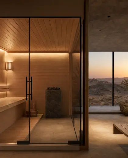 japandi penthouse — sauna (desert)