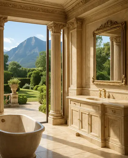 neoclassical backyard — bathroom (mountain)