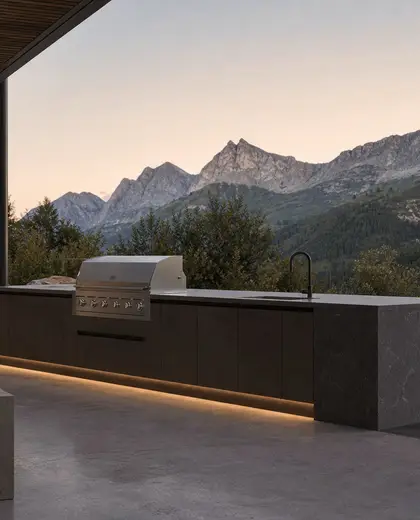 minimalist public space — outdoor kitchen (mountain)