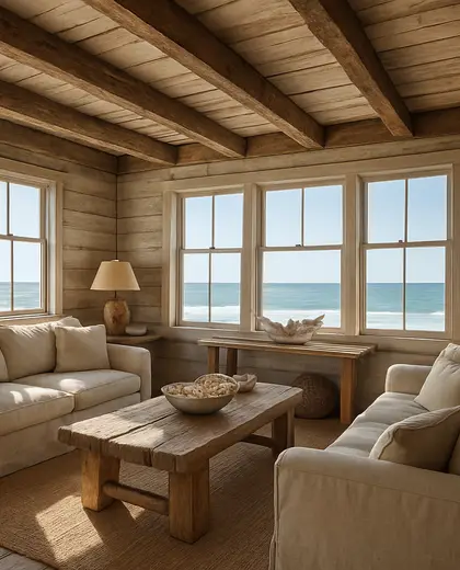 rustic house — living room (beach)