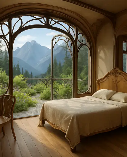 art nouveau rooftop garden — bedroom (alpine)