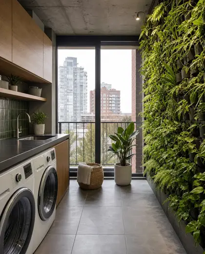 sustainable vertical garden — laundry room (urban)
