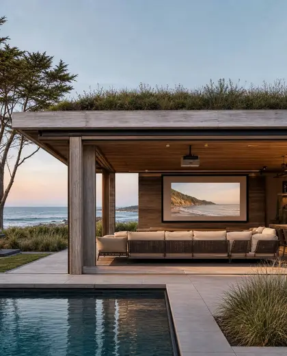 sustainable theater — pool house (coastal)