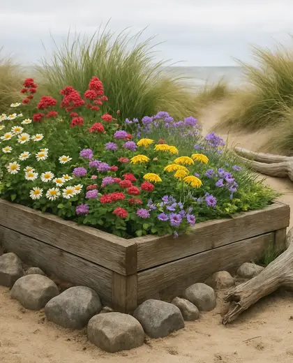 rustic yard — flower bed (coastal)