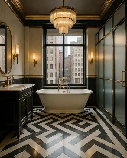 art deco salon — bathroom (urban)