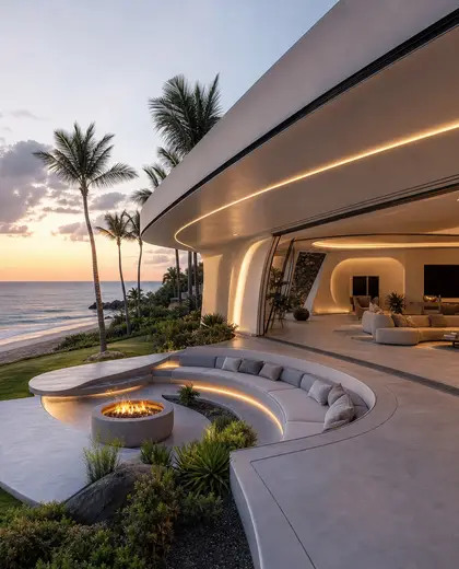 futuristic yard — family room (beach)