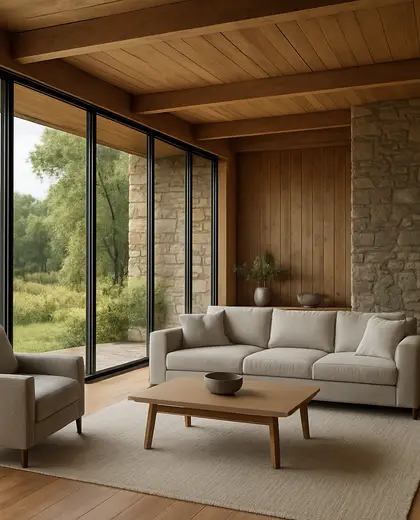 contemporary house — living room (rural)