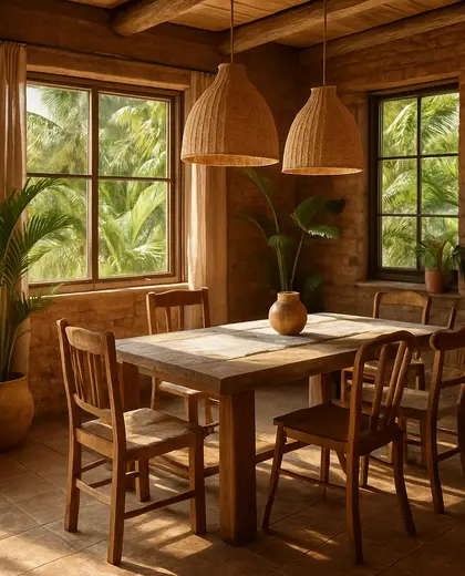 rustic apartment — informal dining room (tropical)