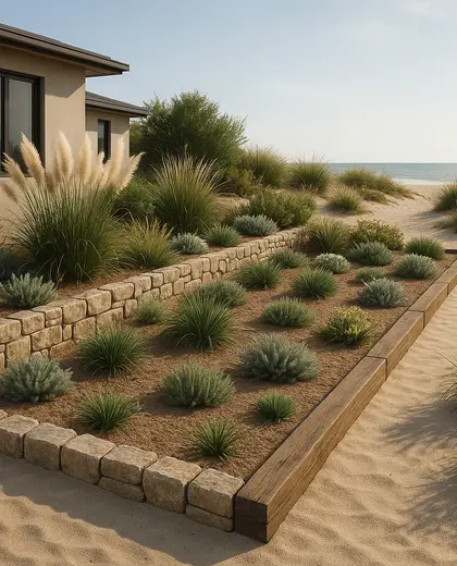 sustainable backyard — edging (beach)