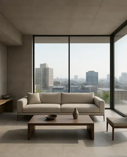 minimalist house — living room (urban)