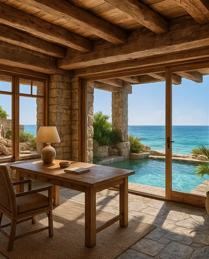 rustic office space — pool (coastal)