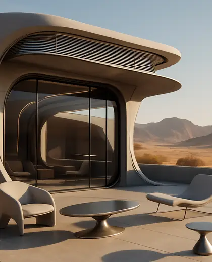 futuristic salon — patio (desert)