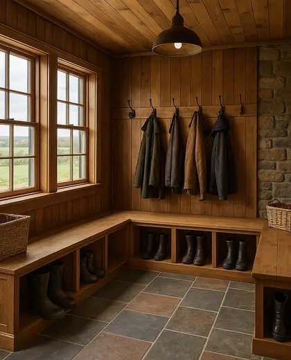 rustic office space — mud room (rural)