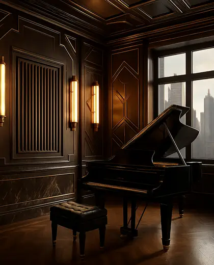art deco apartment — music room (urban)