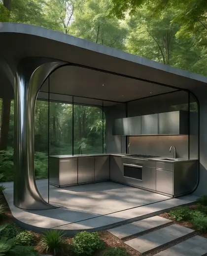 futuristic backyard — kitchen (forest)