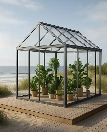 contemporary greenhouse — deck (beach)