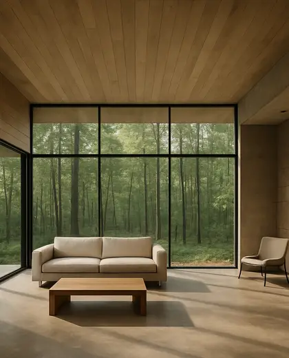 minimalist house — main hall (forest)